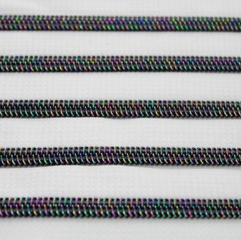 Spiralreißverschluss 3mm Neon Gelb mit dunkel schillernder Spirale "ohne Zipper"